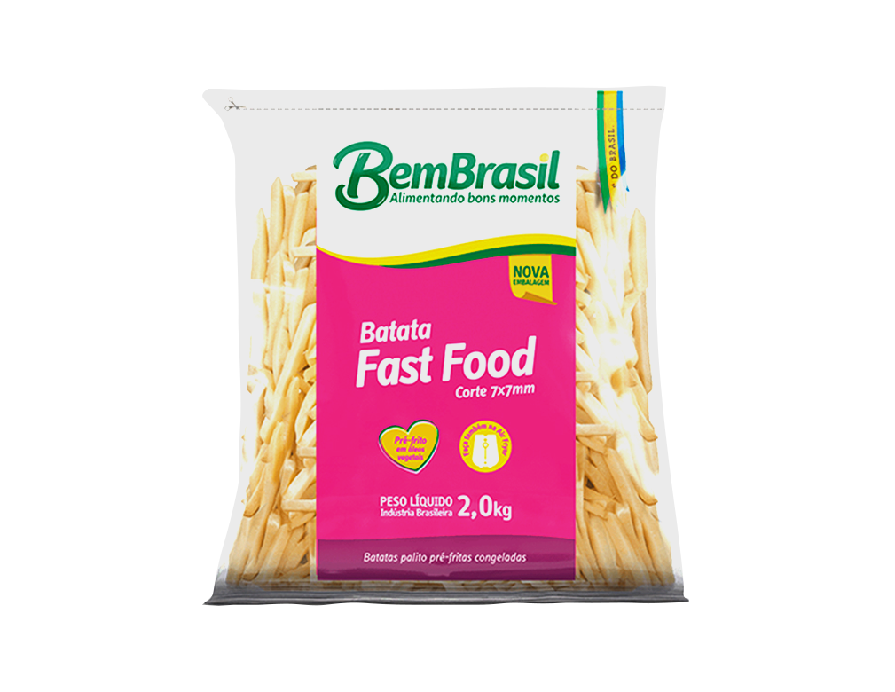 BATATA PALITO CONGELADA PRÉ FRITA 7 MM CORTE FINO FAST FOOD BEM BRASIL 2 KG (CX 7 PCT)